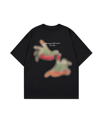 HOOK ブラーアート × スローガン グラフィックT (SS)