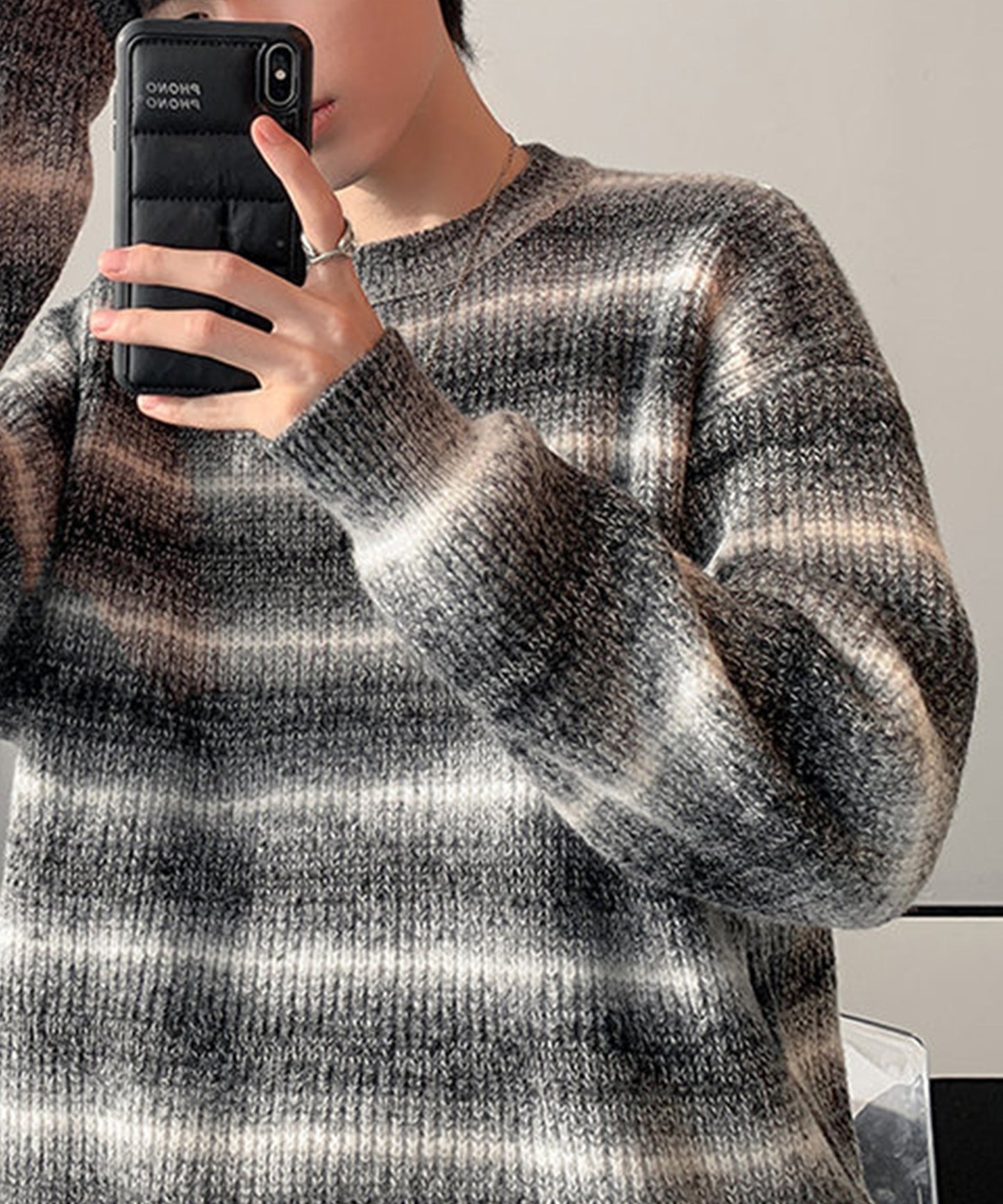 【aimoha Men's】GRADIENT BORDER KNIT グラデーション ボーダーニット