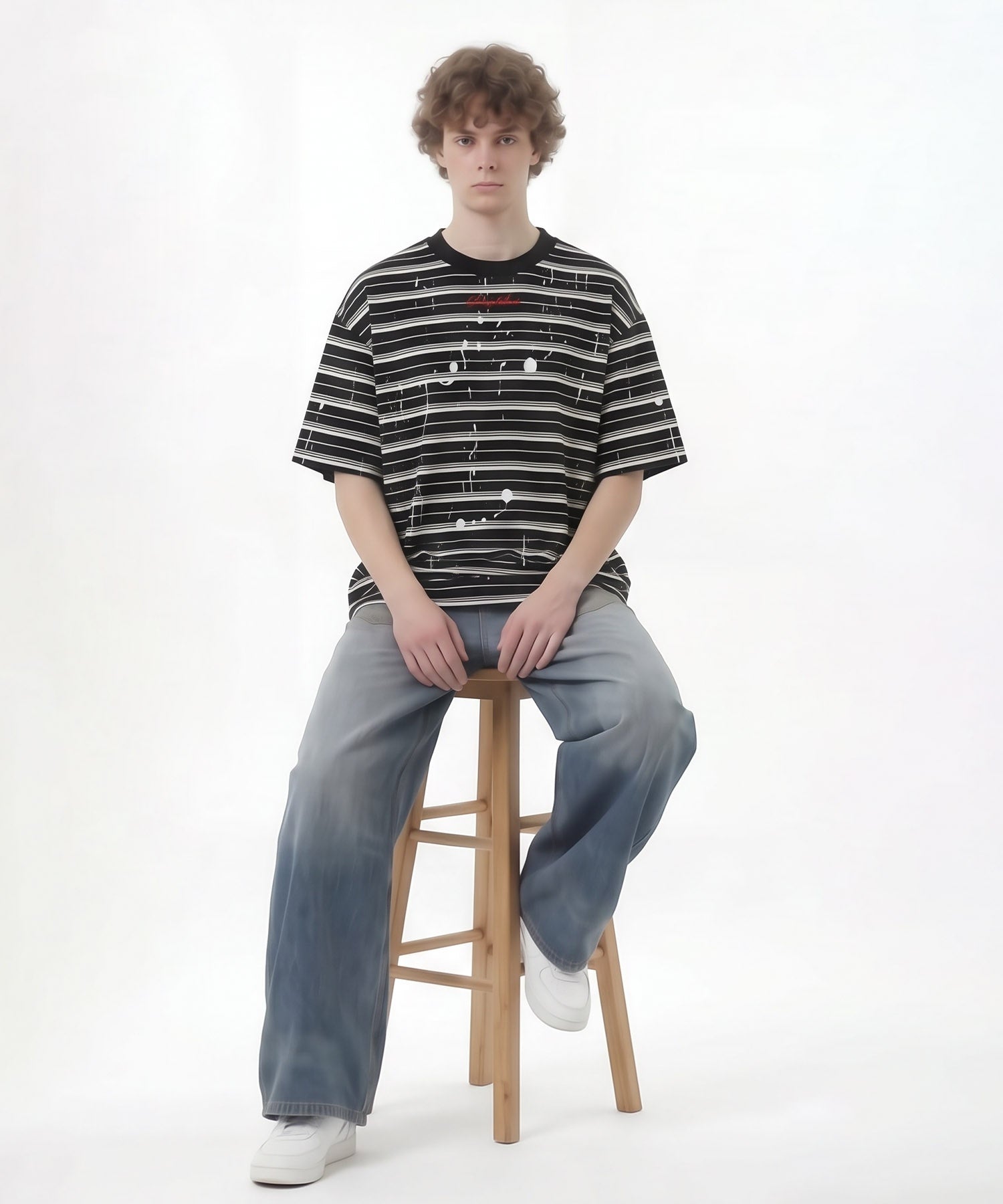 HOOK ペイントスプラッシュ × ボーダー 半袖 Tシャツ (SS)