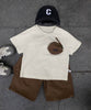 【aimoha-KIDS-】ポケットデザインTシャツ＆アクティブパンツセット