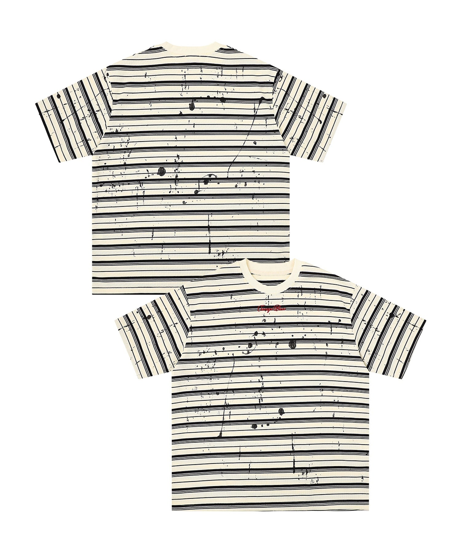 HOOK ペイントスプラッシュ × ボーダー 半袖 Tシャツ (SS)