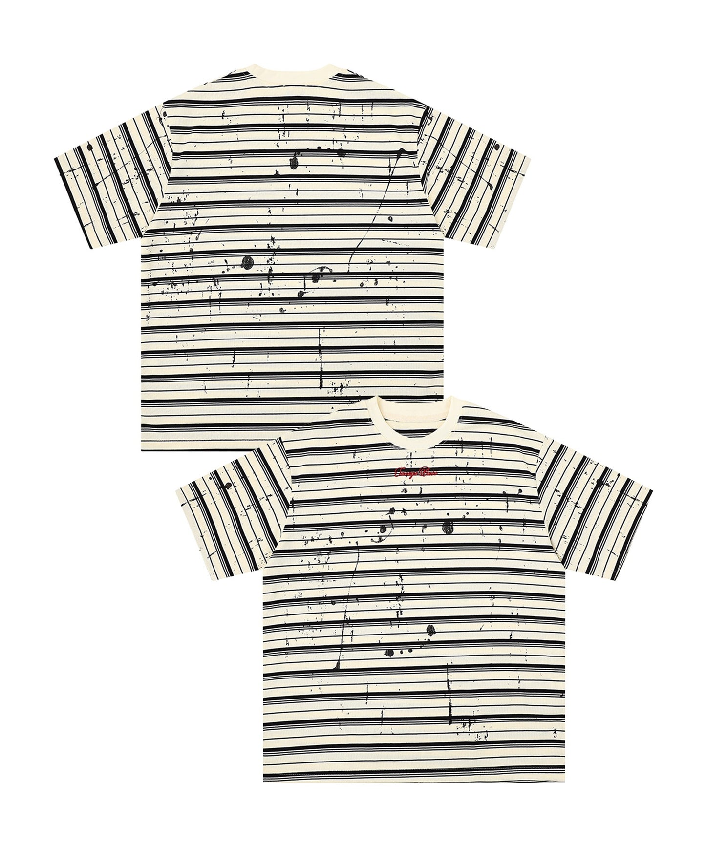 HOOK ペイントスプラッシュ × ボーダー 半袖 Tシャツ (SS)