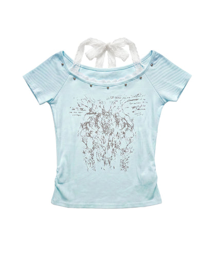 HOOK for girls レースレイヤード風 × グラフィック コンパクトT