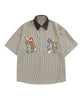 [HOOK] Retro-style embroidered plaid short-sleeved shirt
