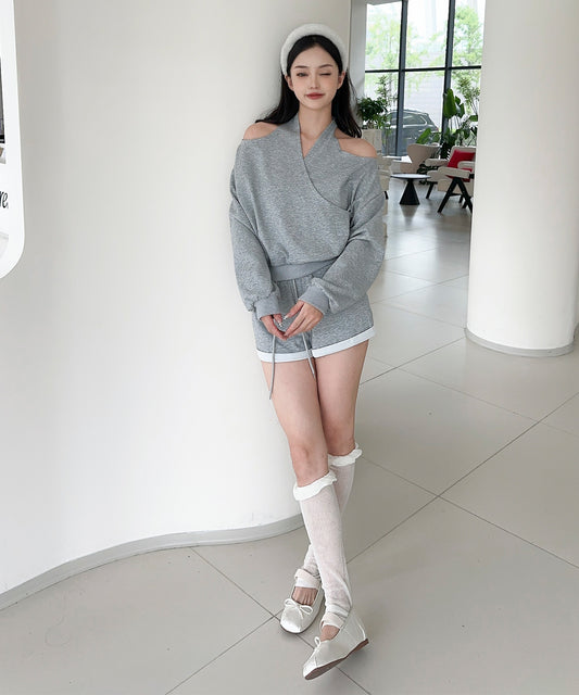 【Jasmine】肩見せスウェット+ウェットショートパンツ