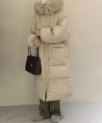 ふわふわフォックスファーフードロングダウン