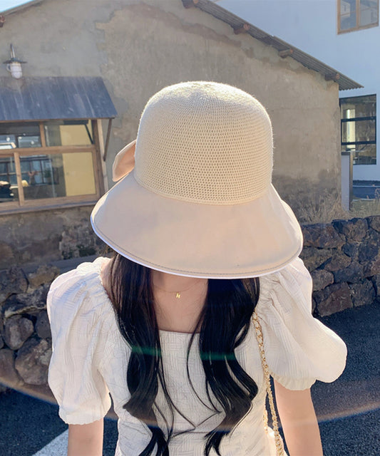 紫外線対策　韓国風　バックリボンハット