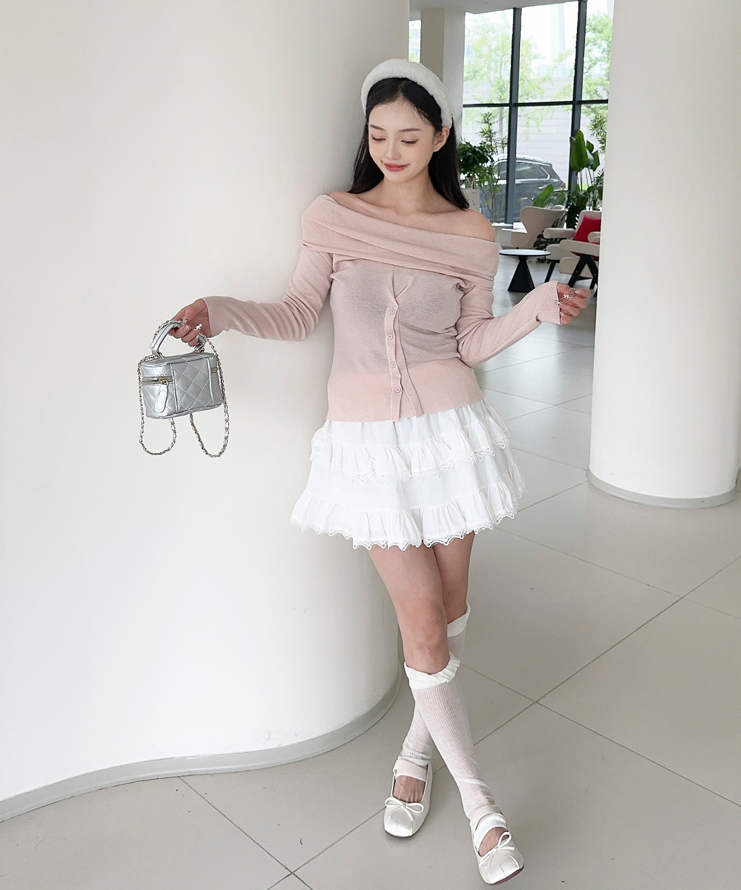 【Jasmine】2WAYフロントボタンデザインニットプルオーバー