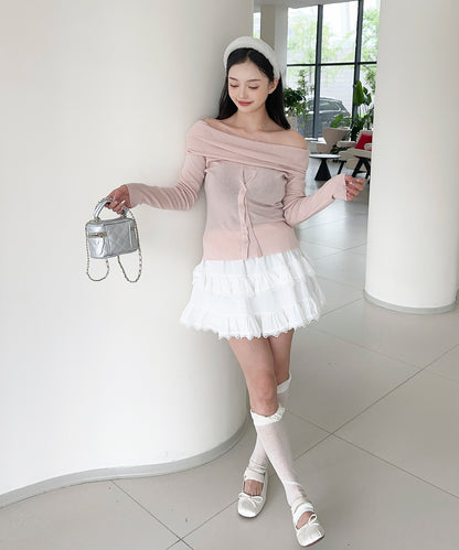 【Jasmine】2WAYフロントボタンデザインニットプルオーバー