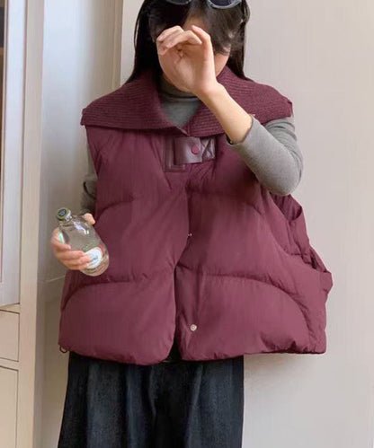 ニット衿ショートダウンベスト