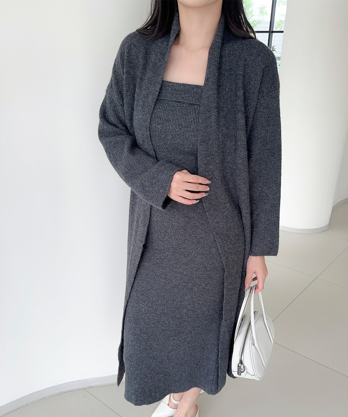 【Jasmine】ニットチューブワンピース＋ロングカーディガン