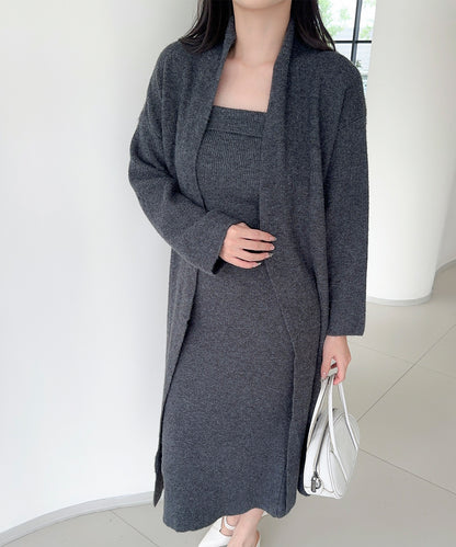 【Jasmine】ニットチューブワンピース＋ロングカーディガン