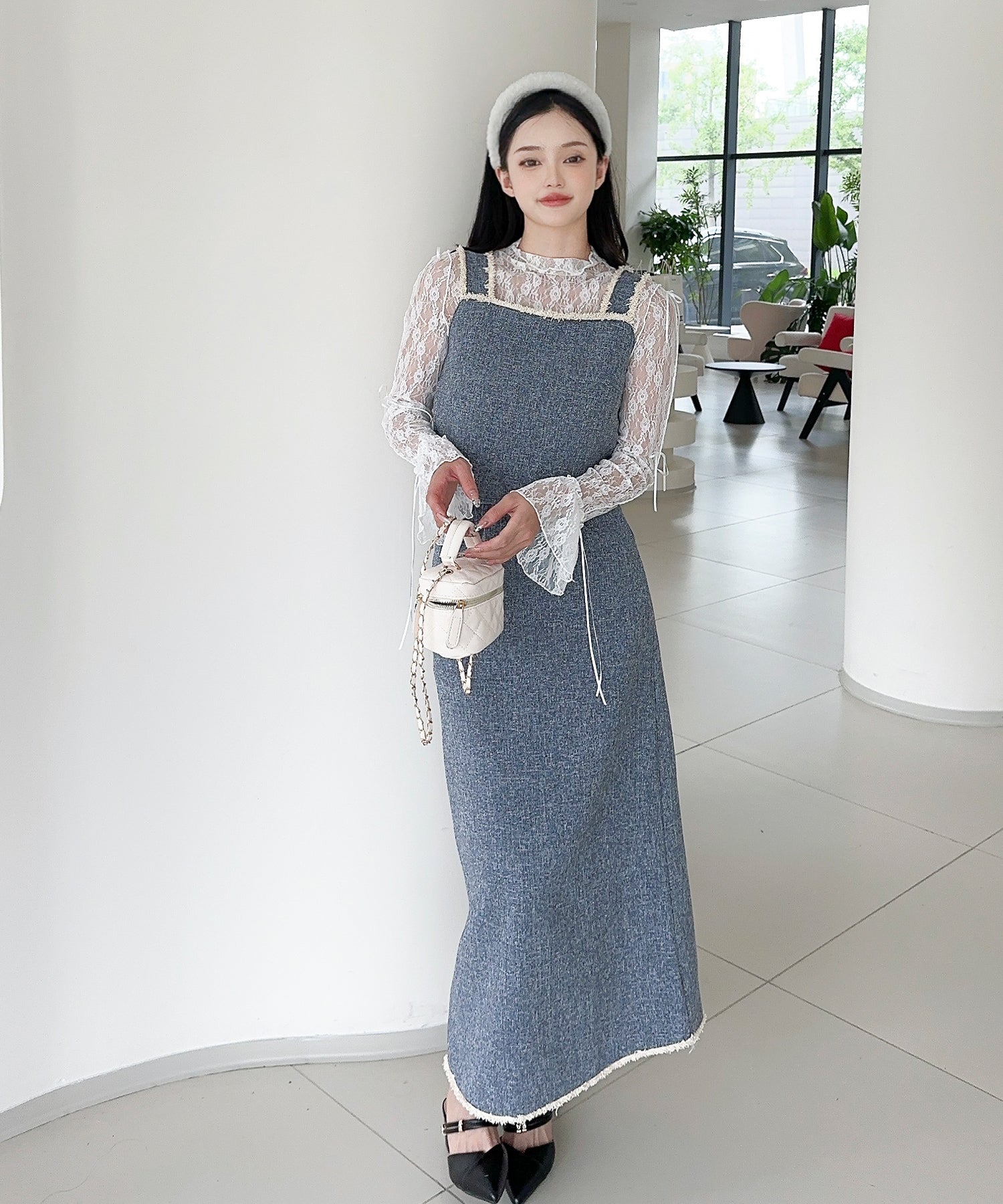 【Jasmine】ツイード調キャミソール＋ロングスカート