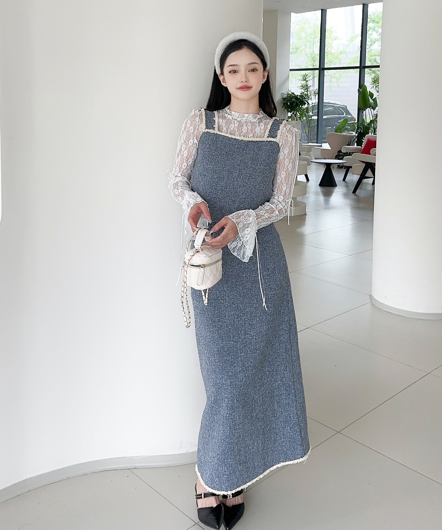 【Jasmine】ツイード調キャミソール＋ロングスカート