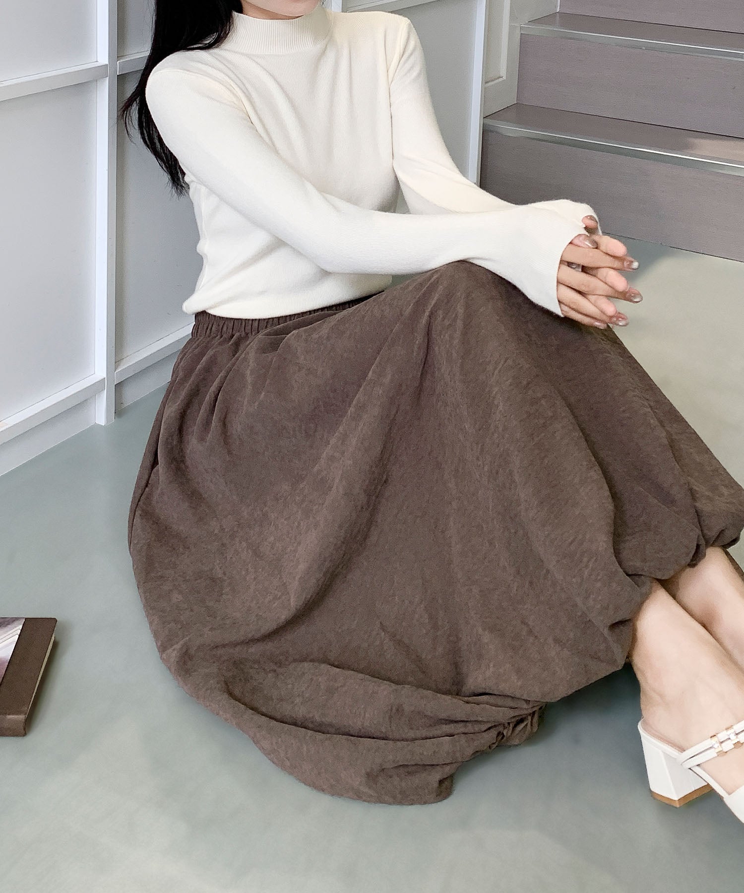 aimoha/無地モックネックニットソートップス