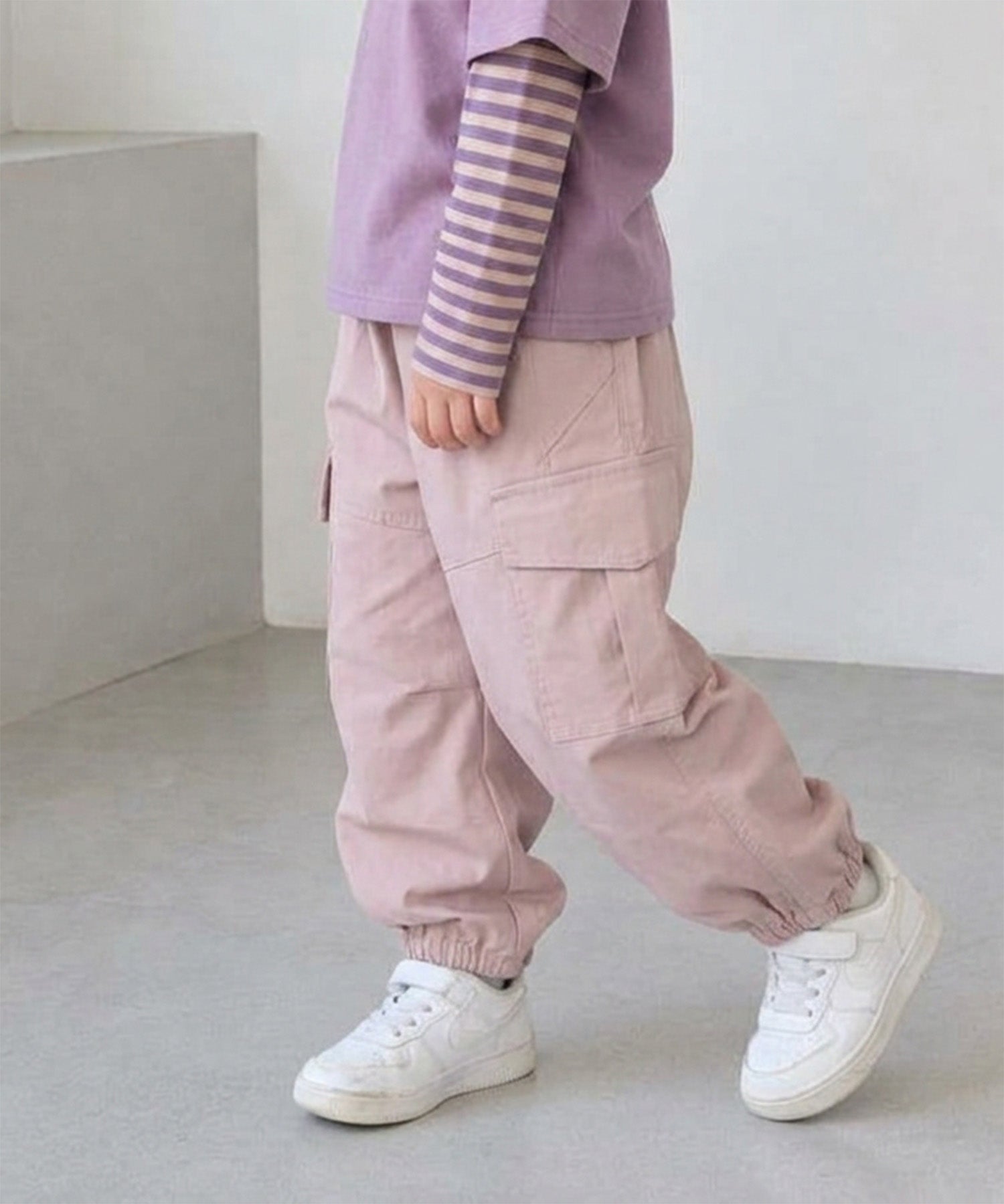 【aimoha KIDS】【90-130cm】ワイドカーゴジョガーパンツ