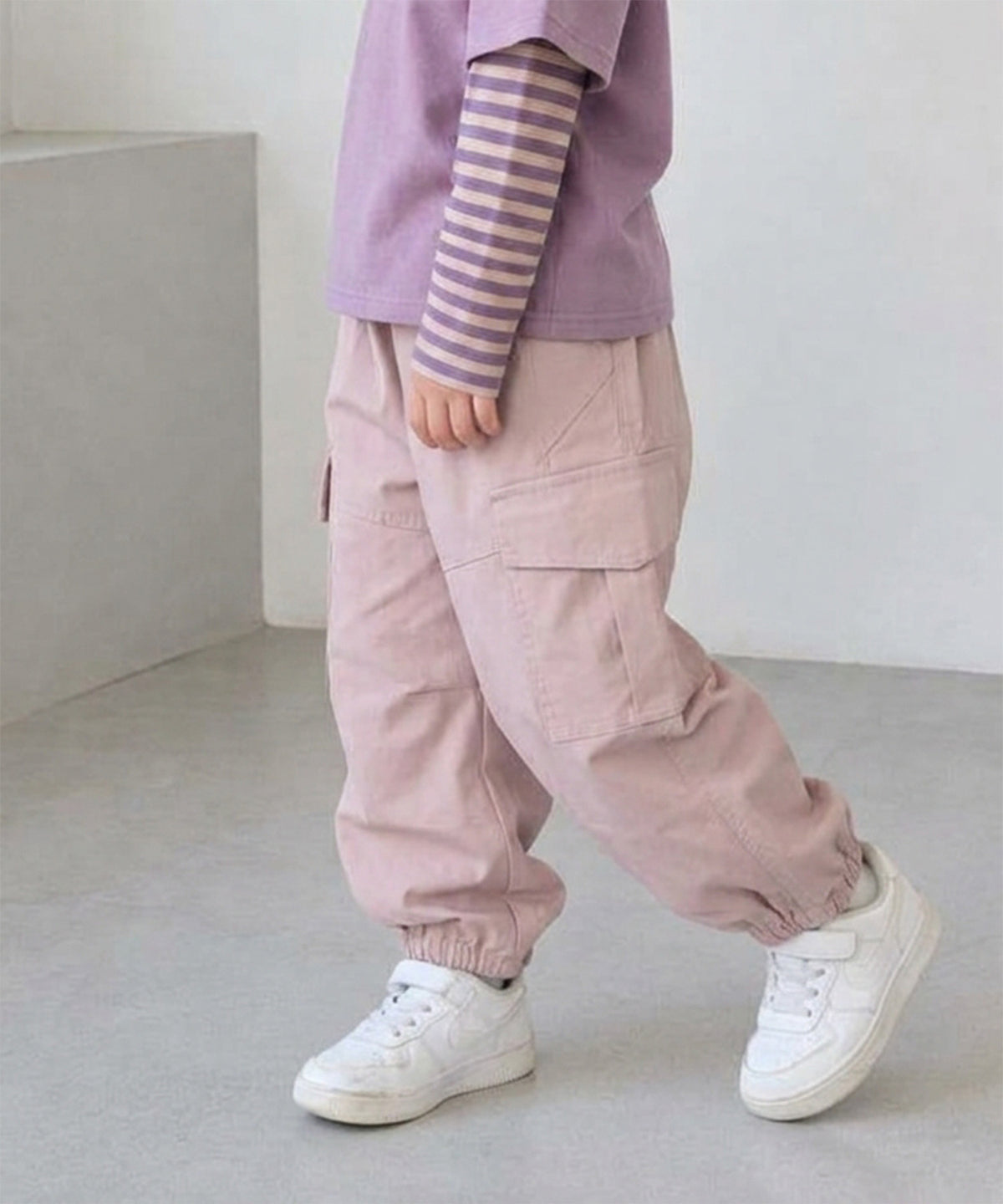 【aimoha KIDS】【90-130cm】ワイドカーゴジョガーパンツ