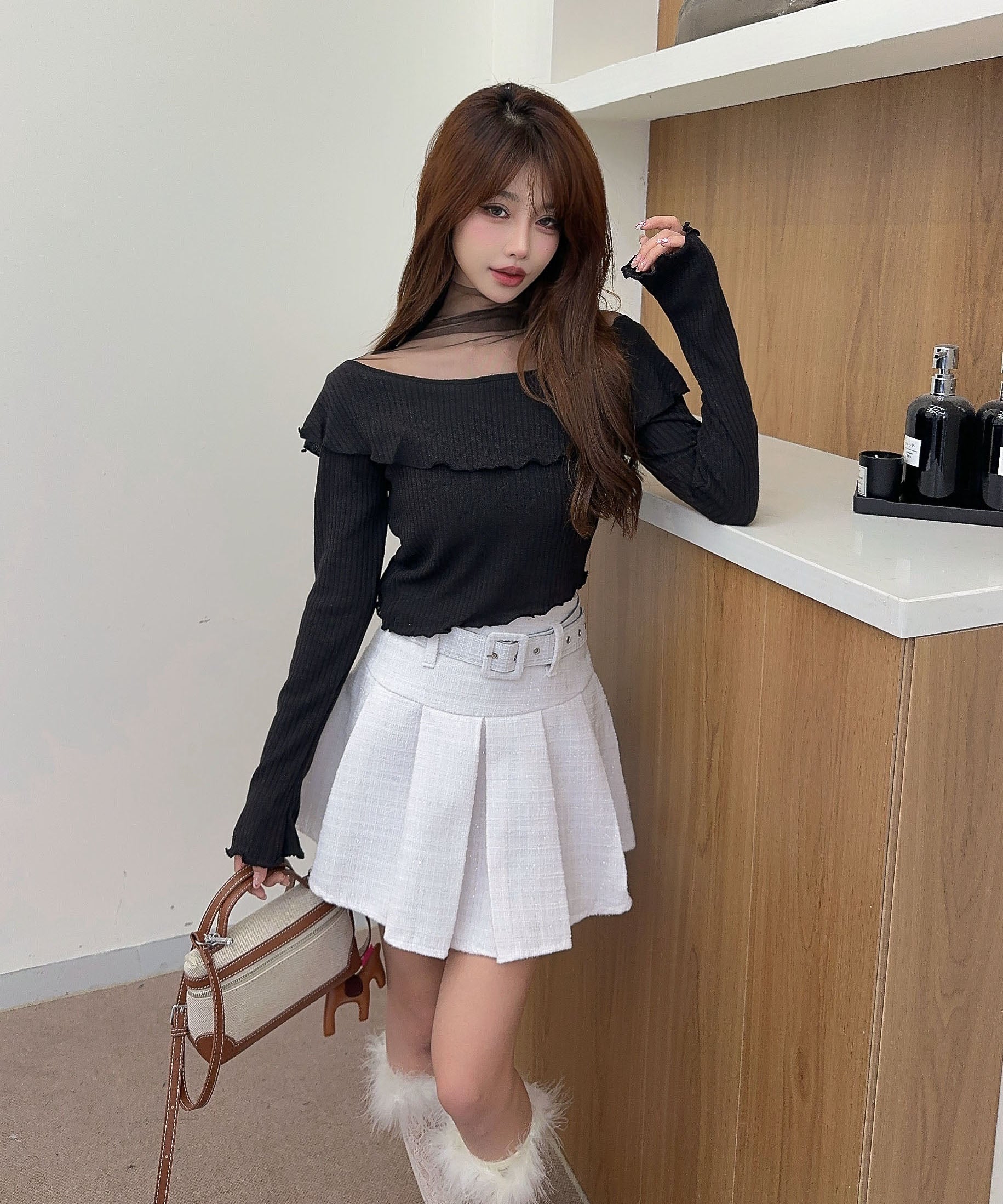 【Jasmine】ドッキングフリルニットプルオーバー