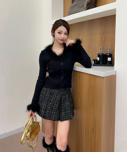 【Jasmine】ファー付ニットプルオーバー