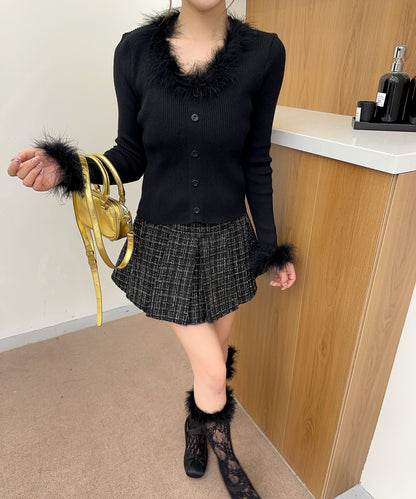 【Jasmine】ファー付ニットプルオーバー