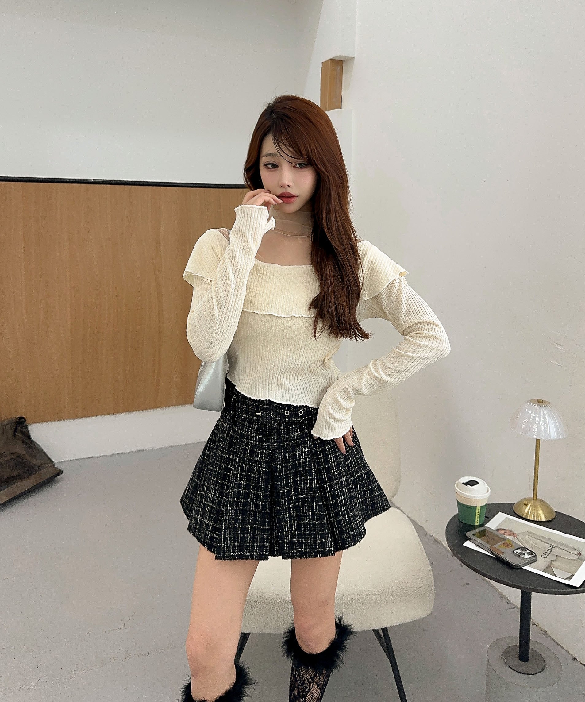 【Jasmine】ドッキングフリルニットプルオーバー