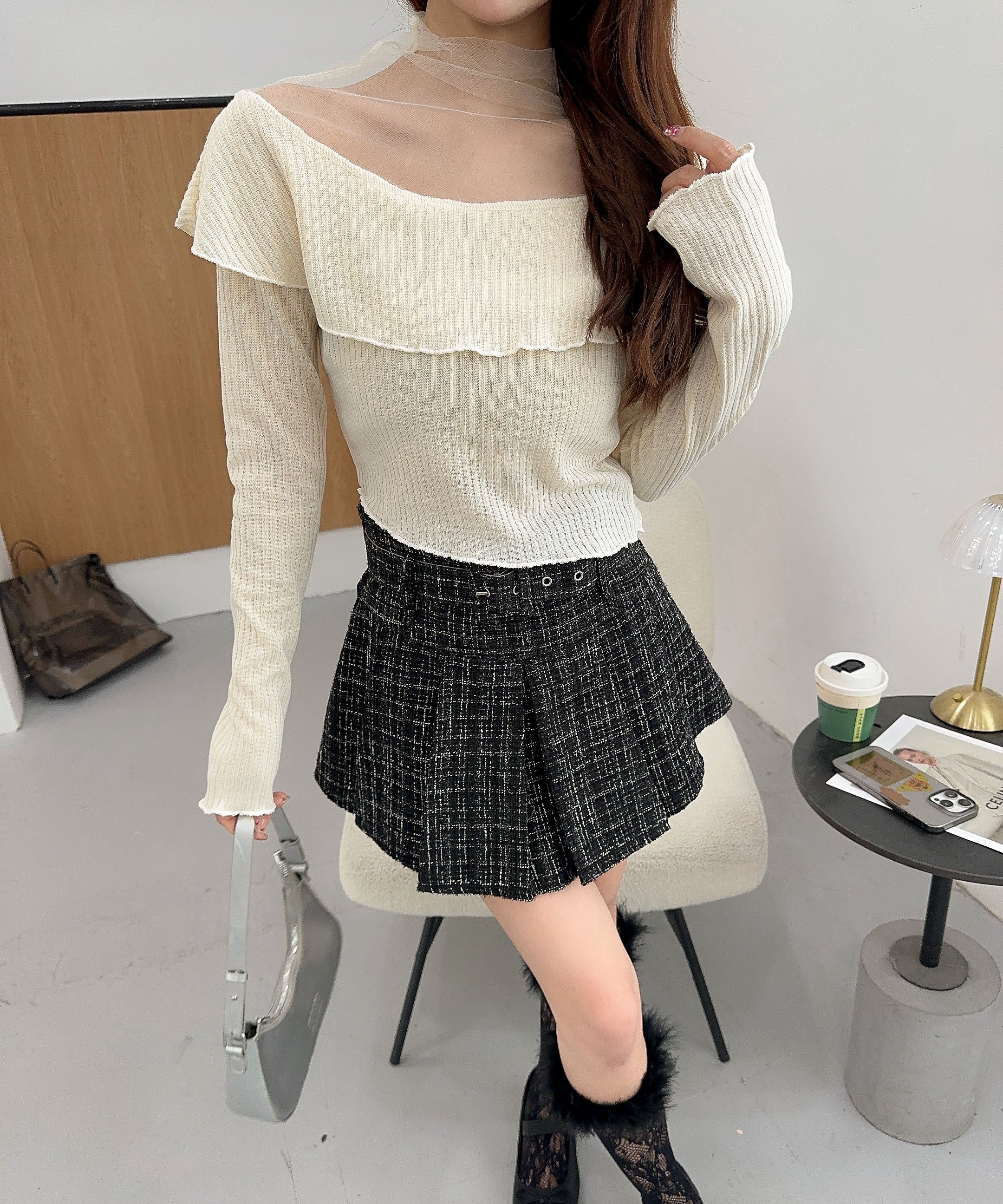 【Jasmine】ドッキングフリルニットプルオーバー