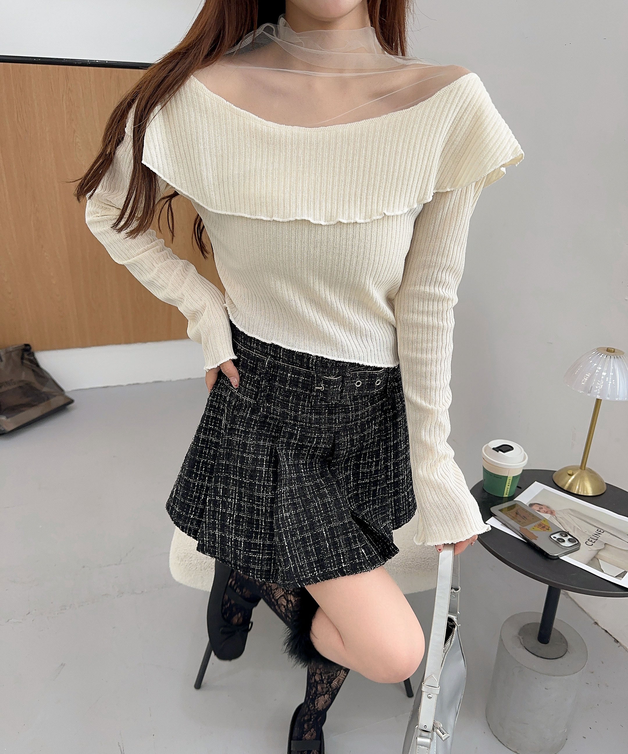 【Jasmine】ドッキングフリルニットプルオーバー