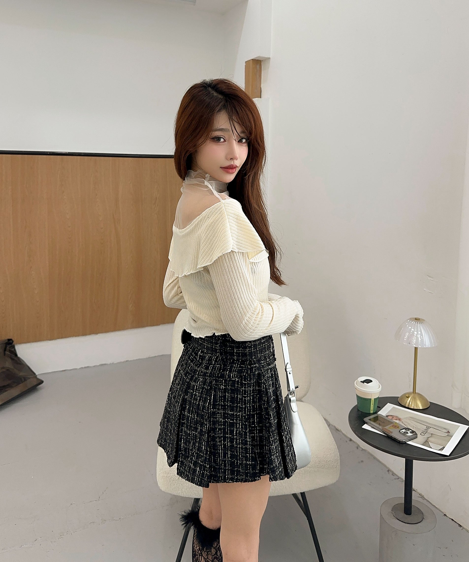 【Jasmine】ドッキングフリルニットプルオーバー