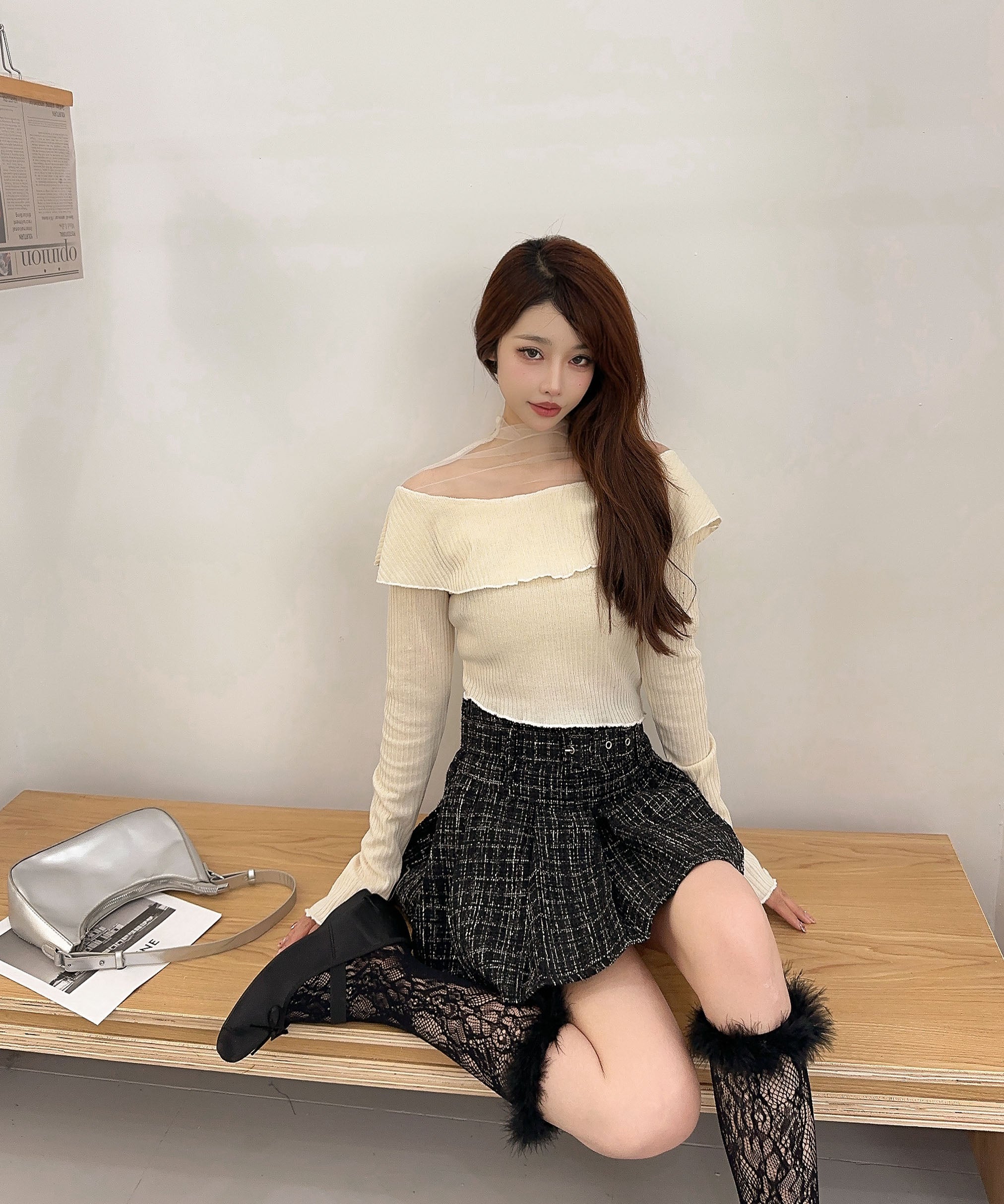 【Jasmine】ドッキングフリルニットプルオーバー