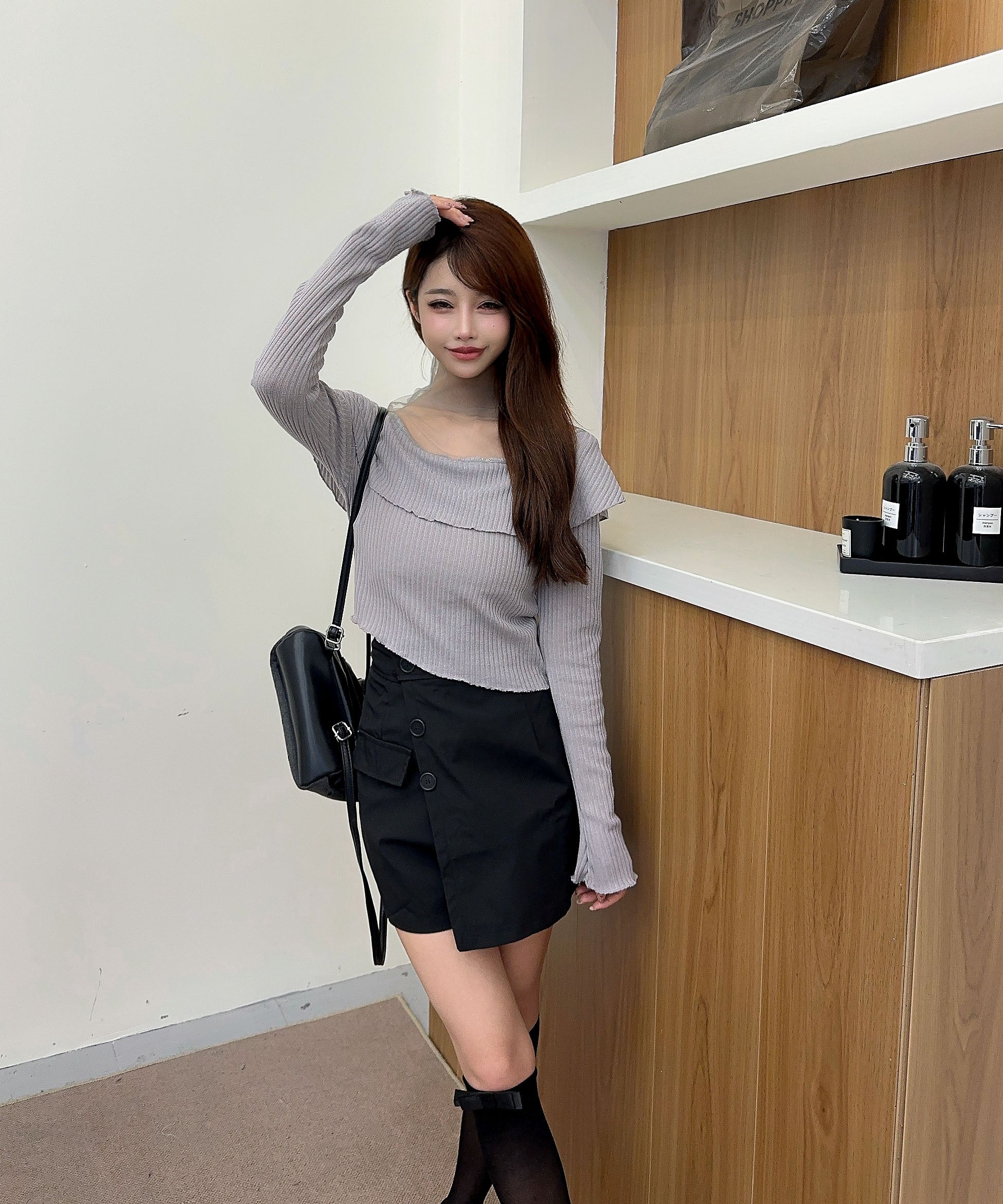 【Jasmine】ドッキングフリルニットプルオーバー