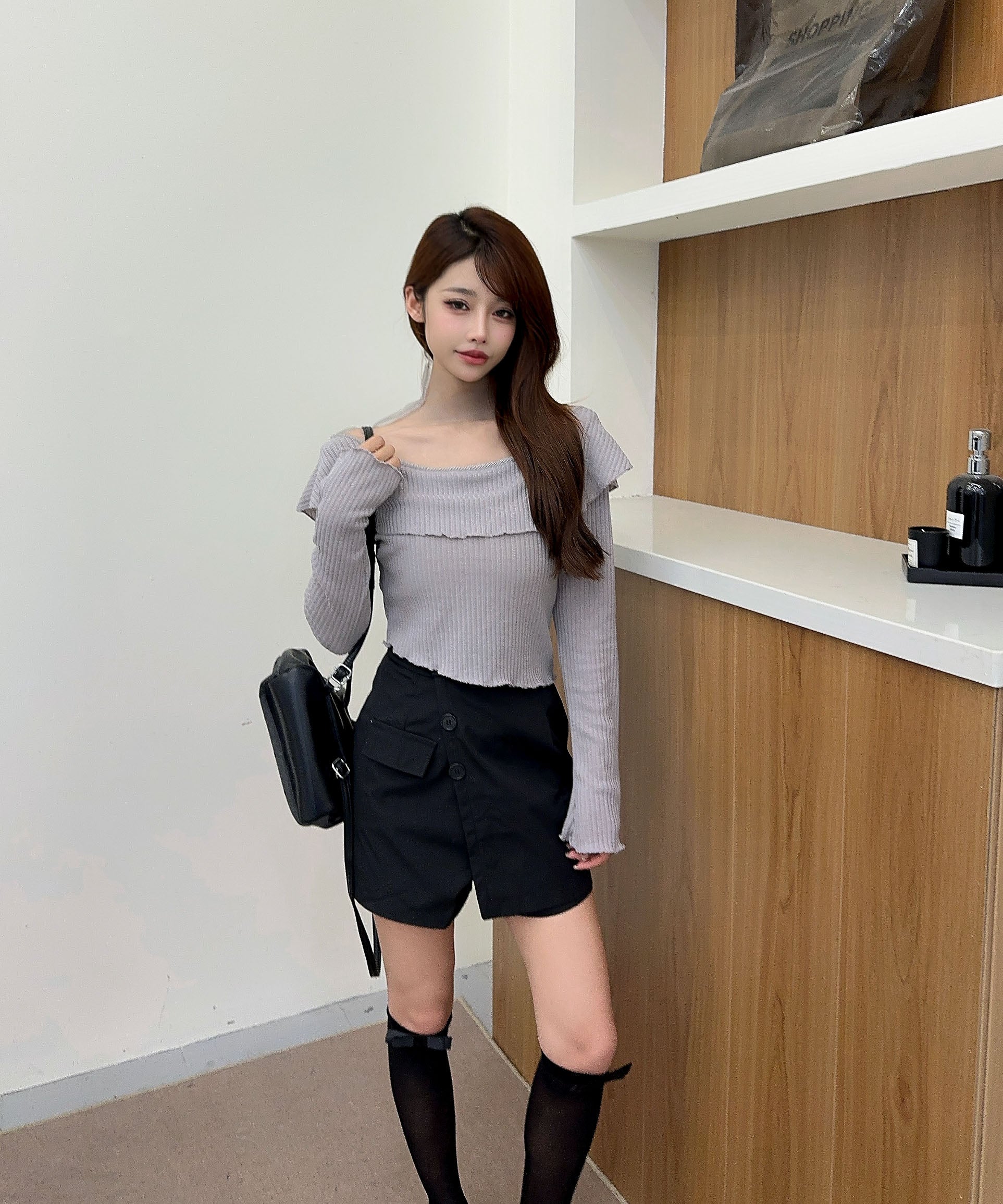 【Jasmine】ドッキングフリルニットプルオーバー