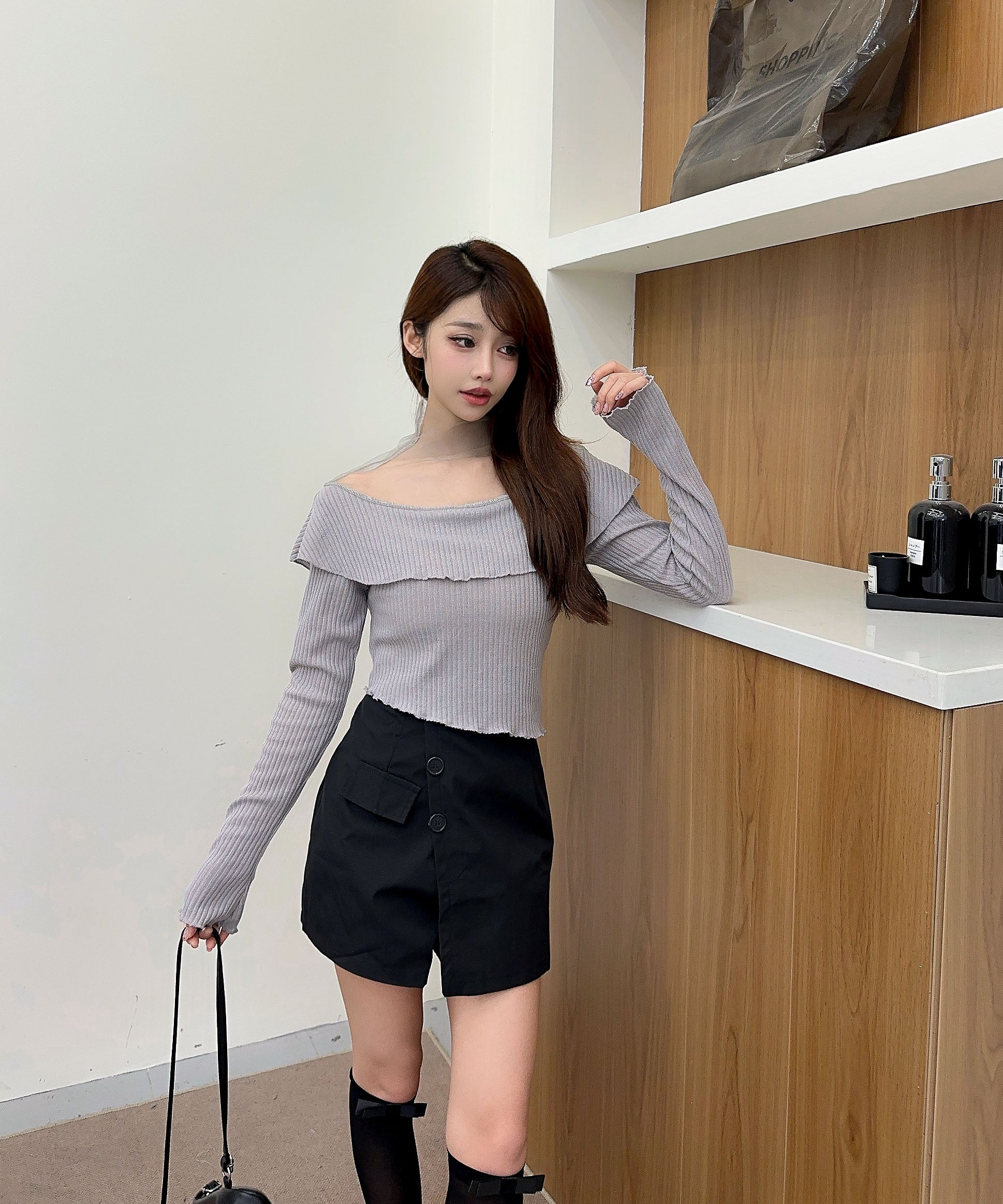 【Jasmine】ドッキングフリルニットプルオーバー