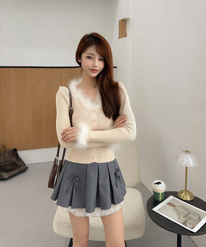 【Jasmine】ファー付ニットプルオーバー