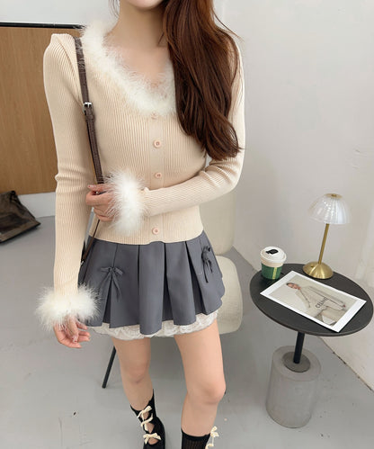 【Jasmine】ファー付ニットプルオーバー