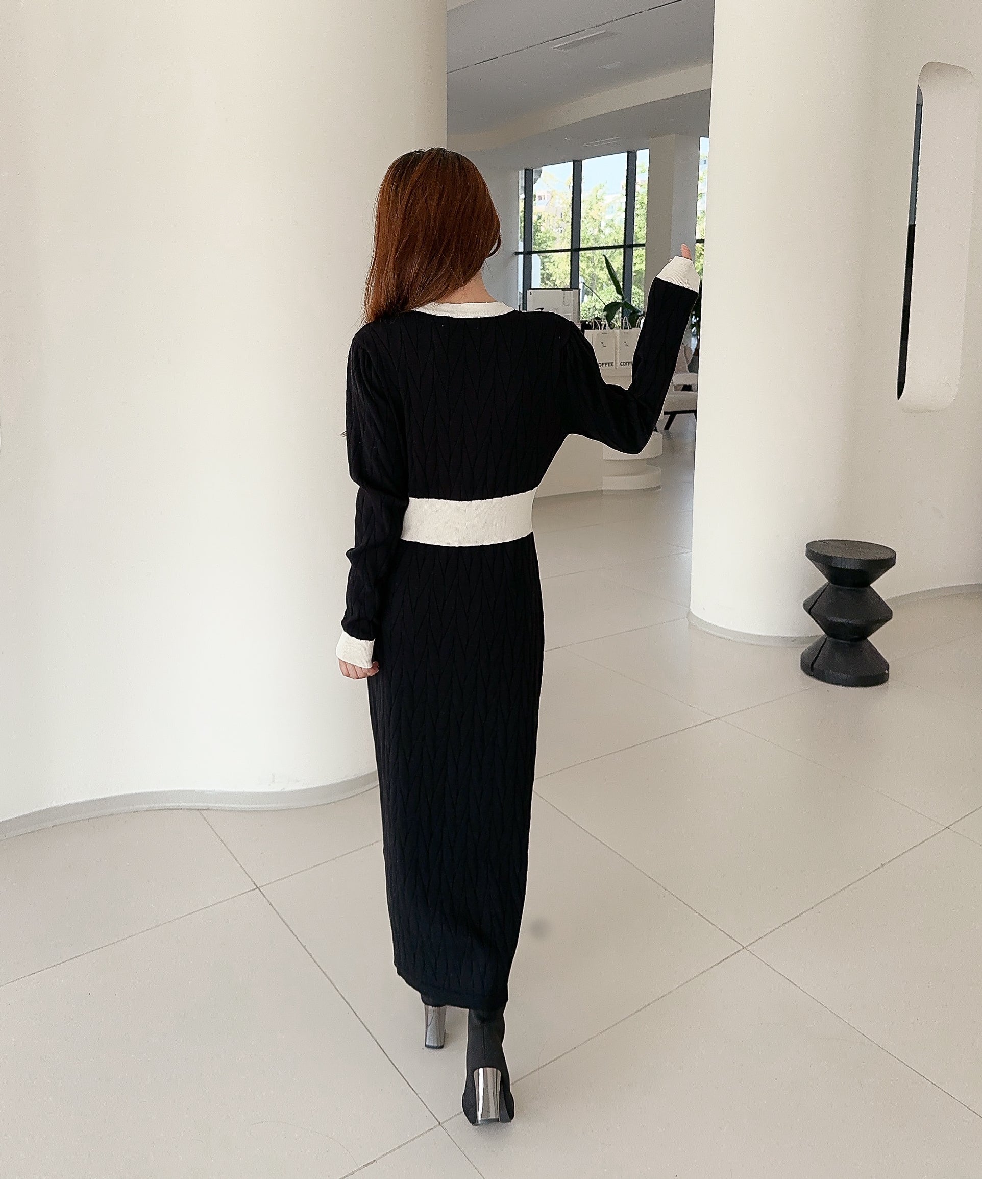 Jasmine】バイカラーニットロングワンピース – 《公式》moremore