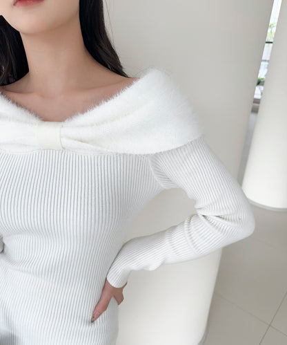 【Jasmine】ワンショルリボンニットワンピース