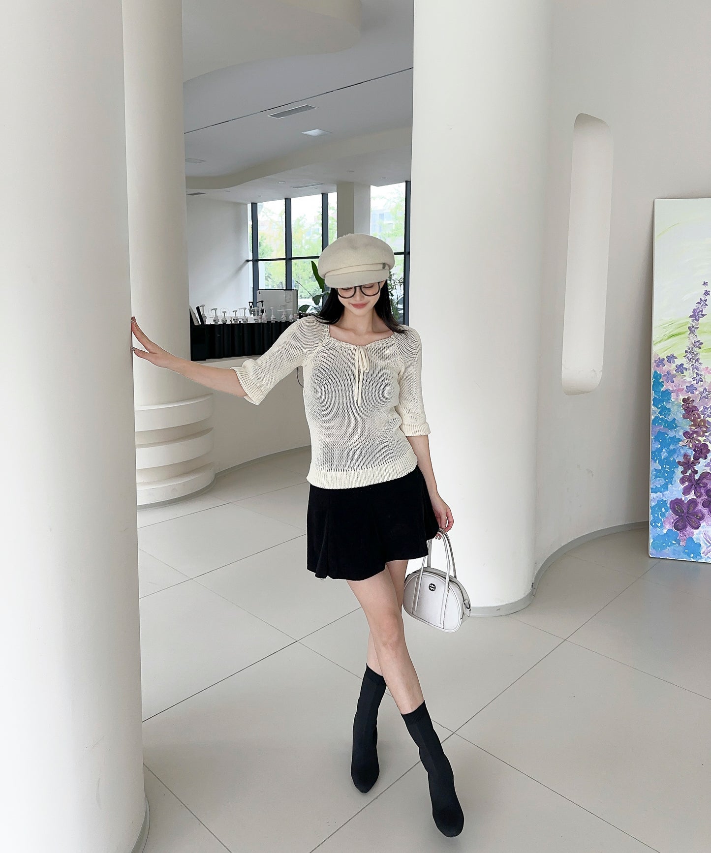 【Jasmine】2WAYフロントリボンニットプルオーバー