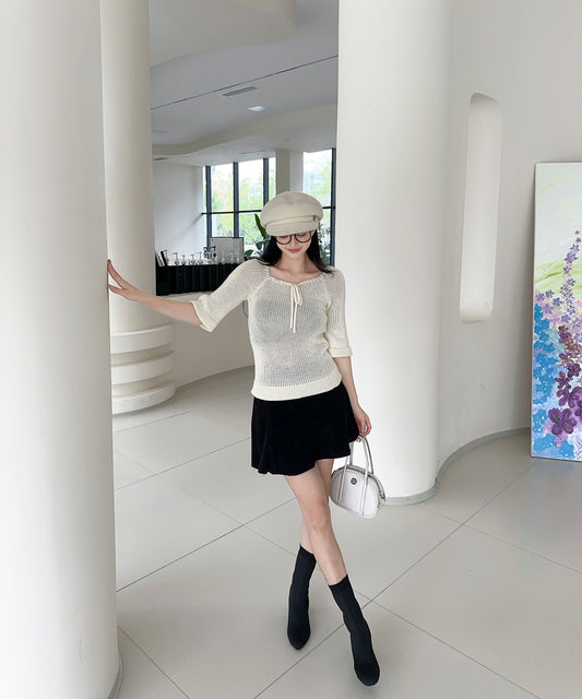 【Jasmine】2WAYフロントリボンニットプルオーバー