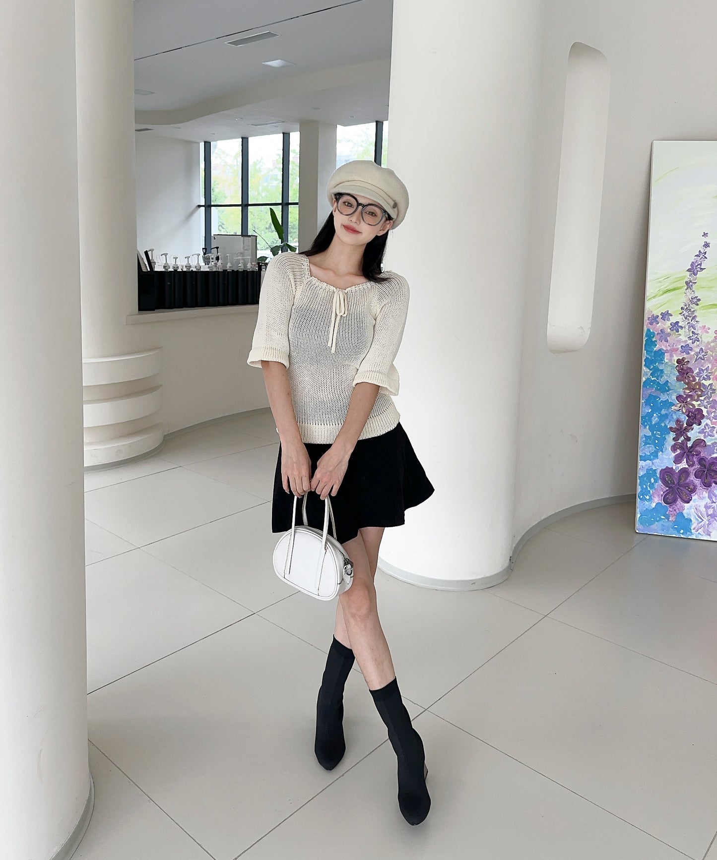 【Jasmine】2WAYフロントリボンニットプルオーバー