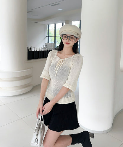 【Jasmine】2WAYフロントリボンニットプルオーバー