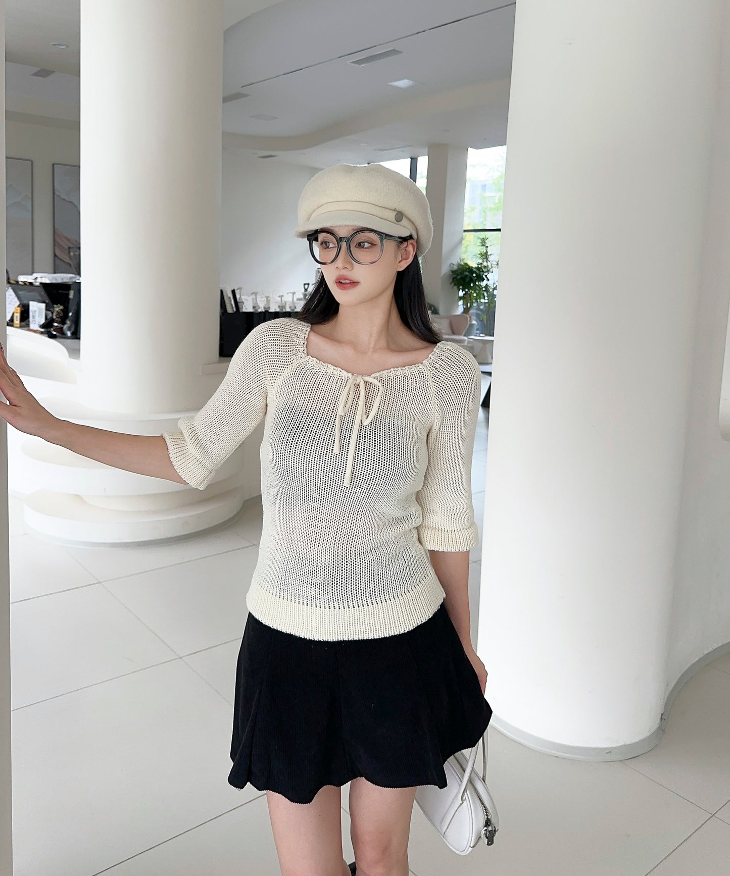 【Jasmine】2WAYフロントリボンニットプルオーバー