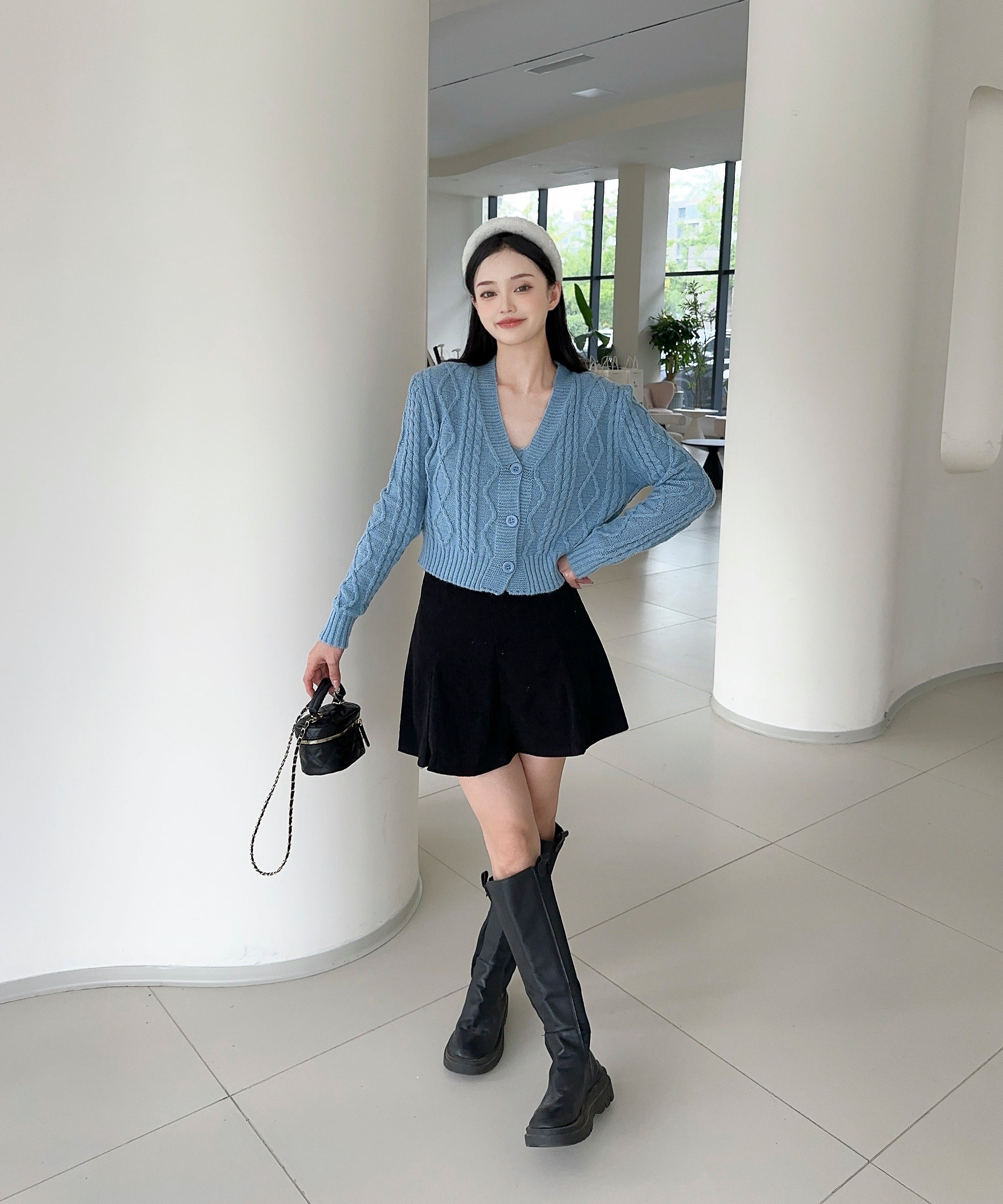 【Jasmine】ケーブル編みニットカーディガン+ニットキャミソール