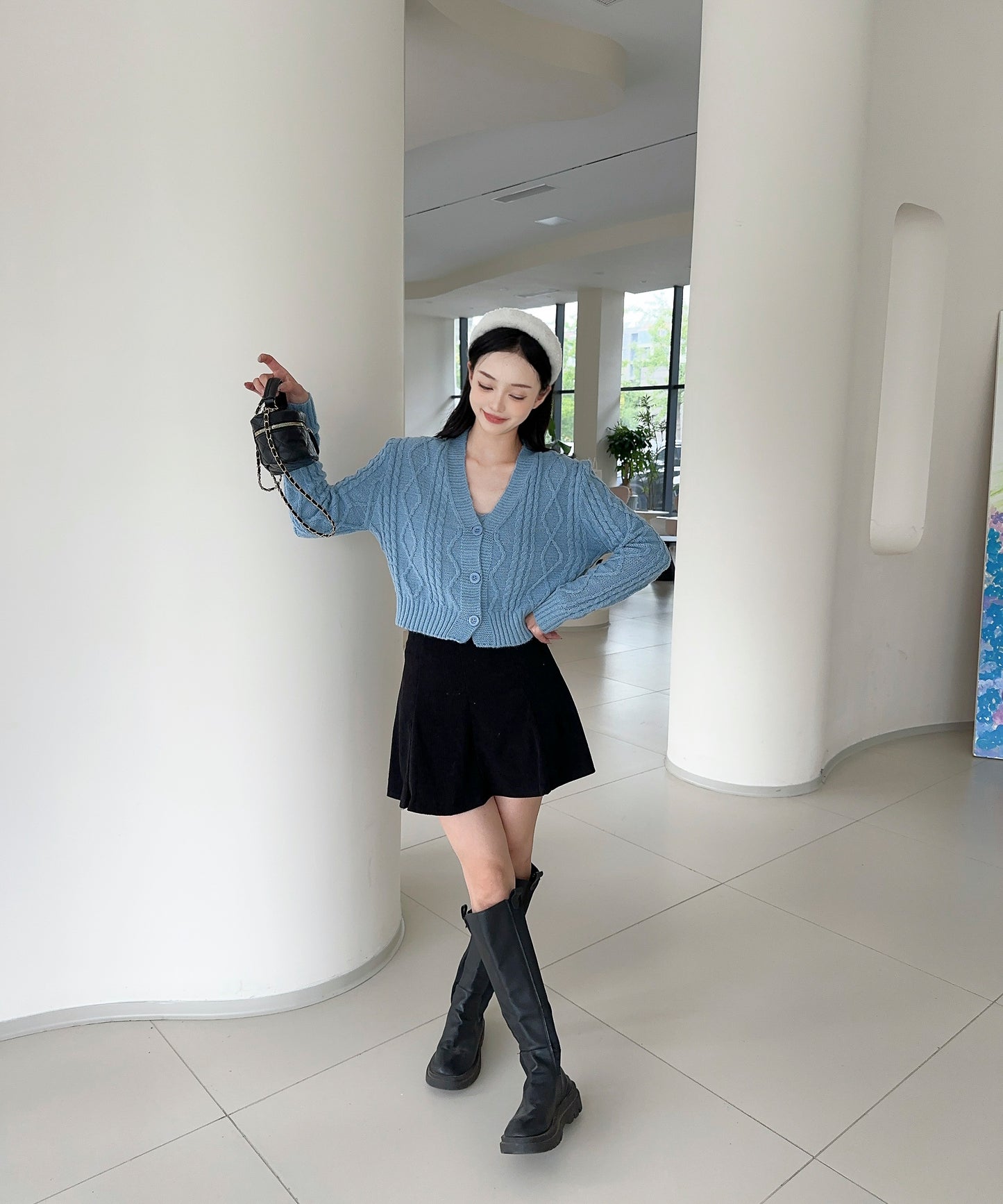 【Jasmine】ケーブル編みニットカーディガン+ニットキャミソール