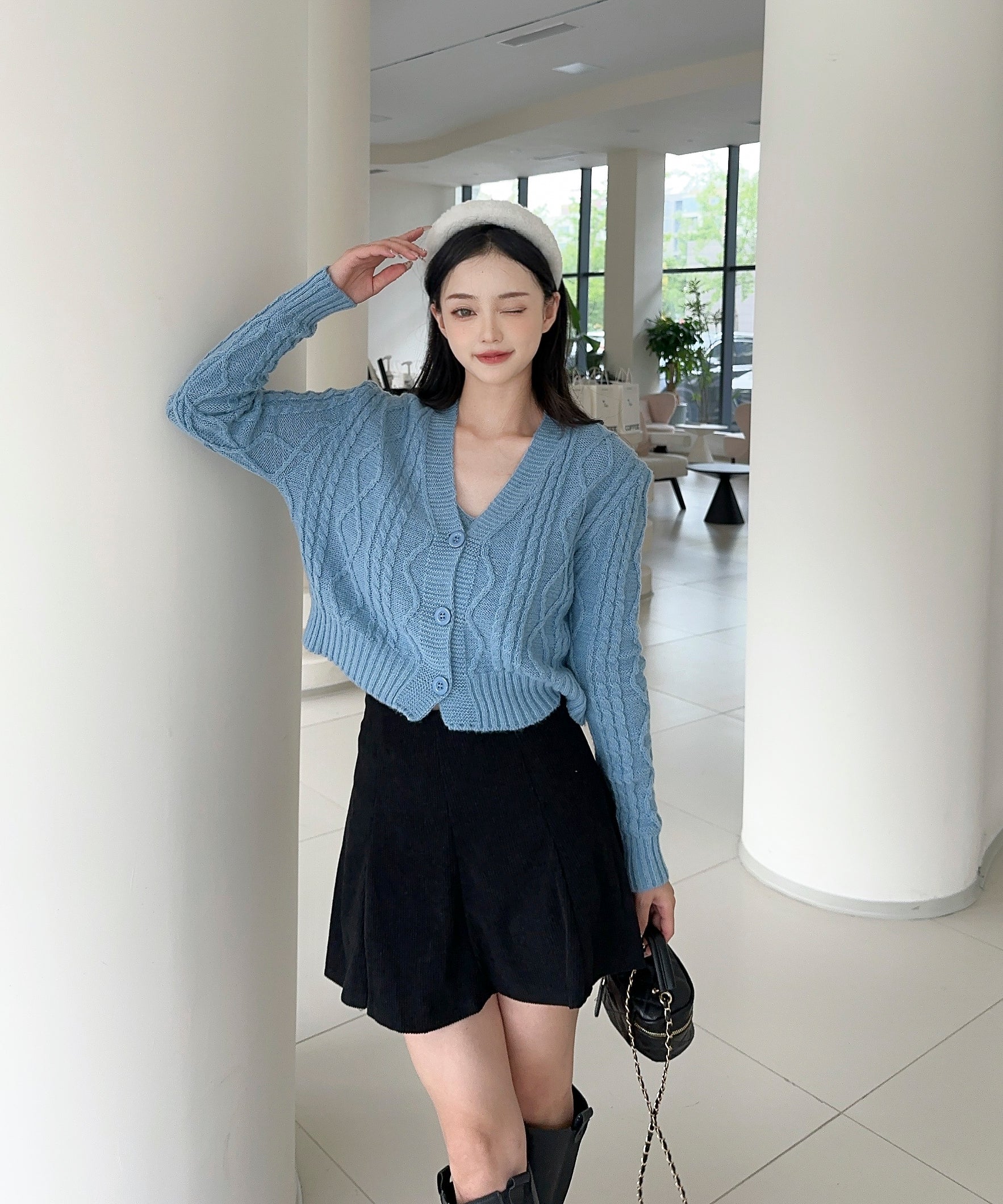 【Jasmine】ケーブル編みニットカーディガン+ニットキャミソール