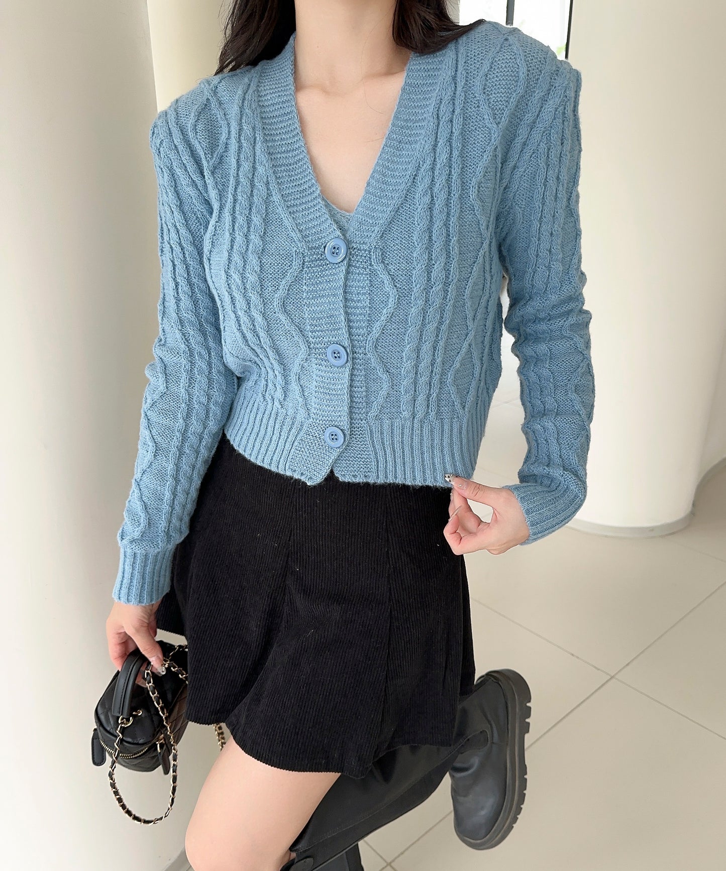 【Jasmine】ケーブル編みニットカーディガン+ニットキャミソール