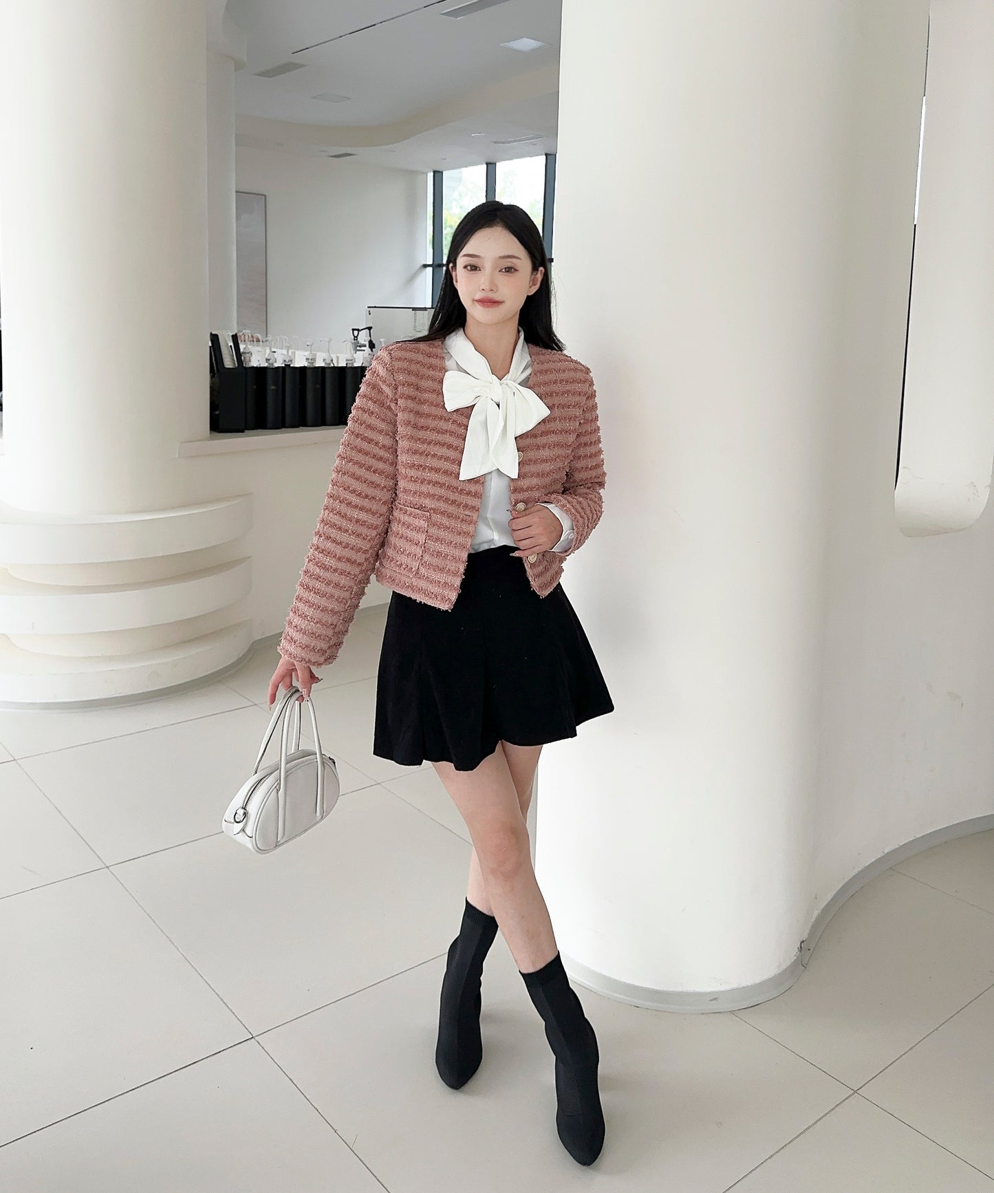 【Jasmine】フリンジノーカラージャケット