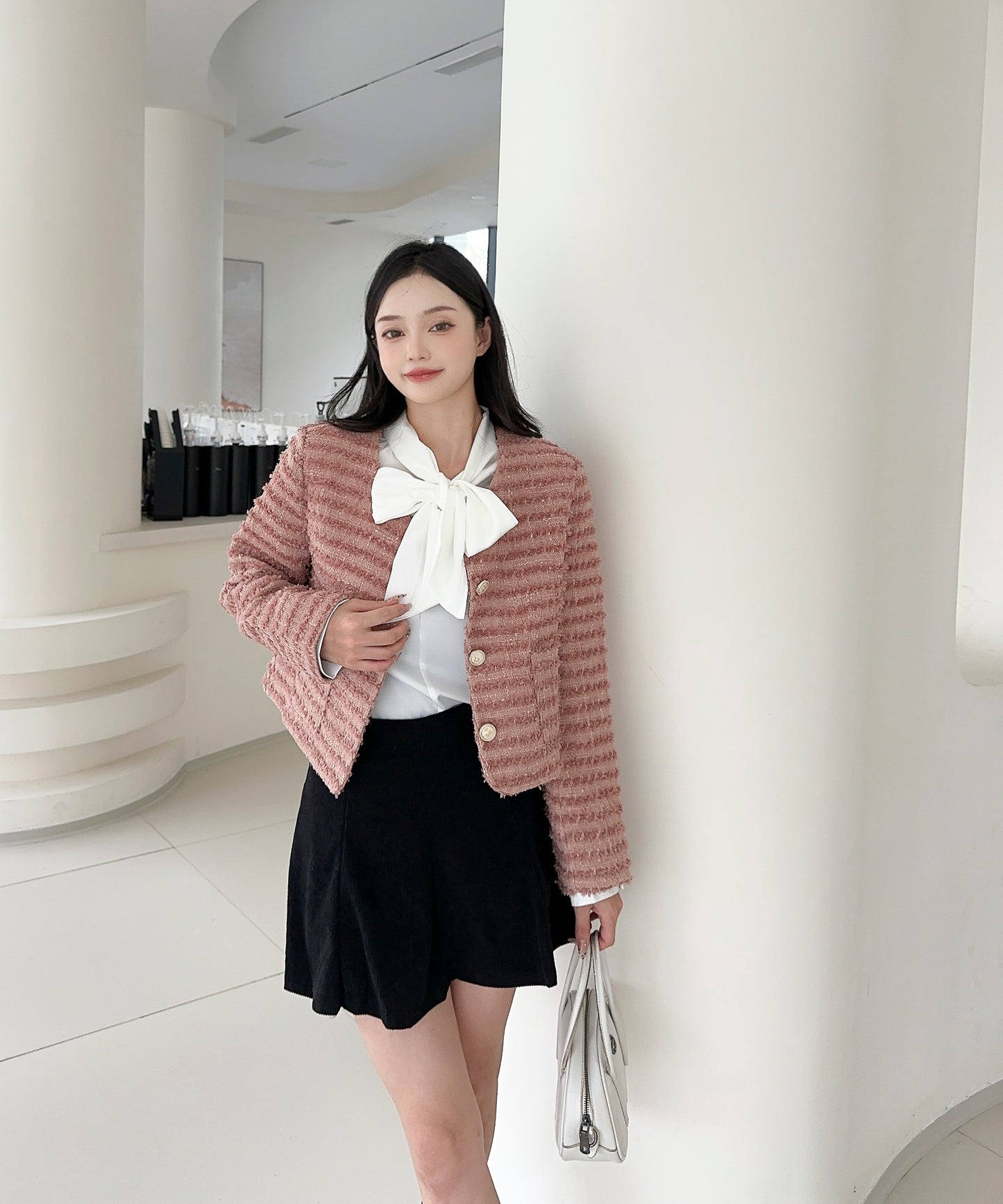 【Jasmine】フリンジノーカラージャケット