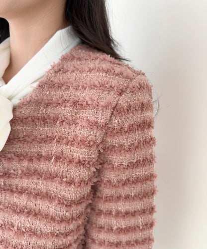 【Jasmine】フリンジノーカラージャケット