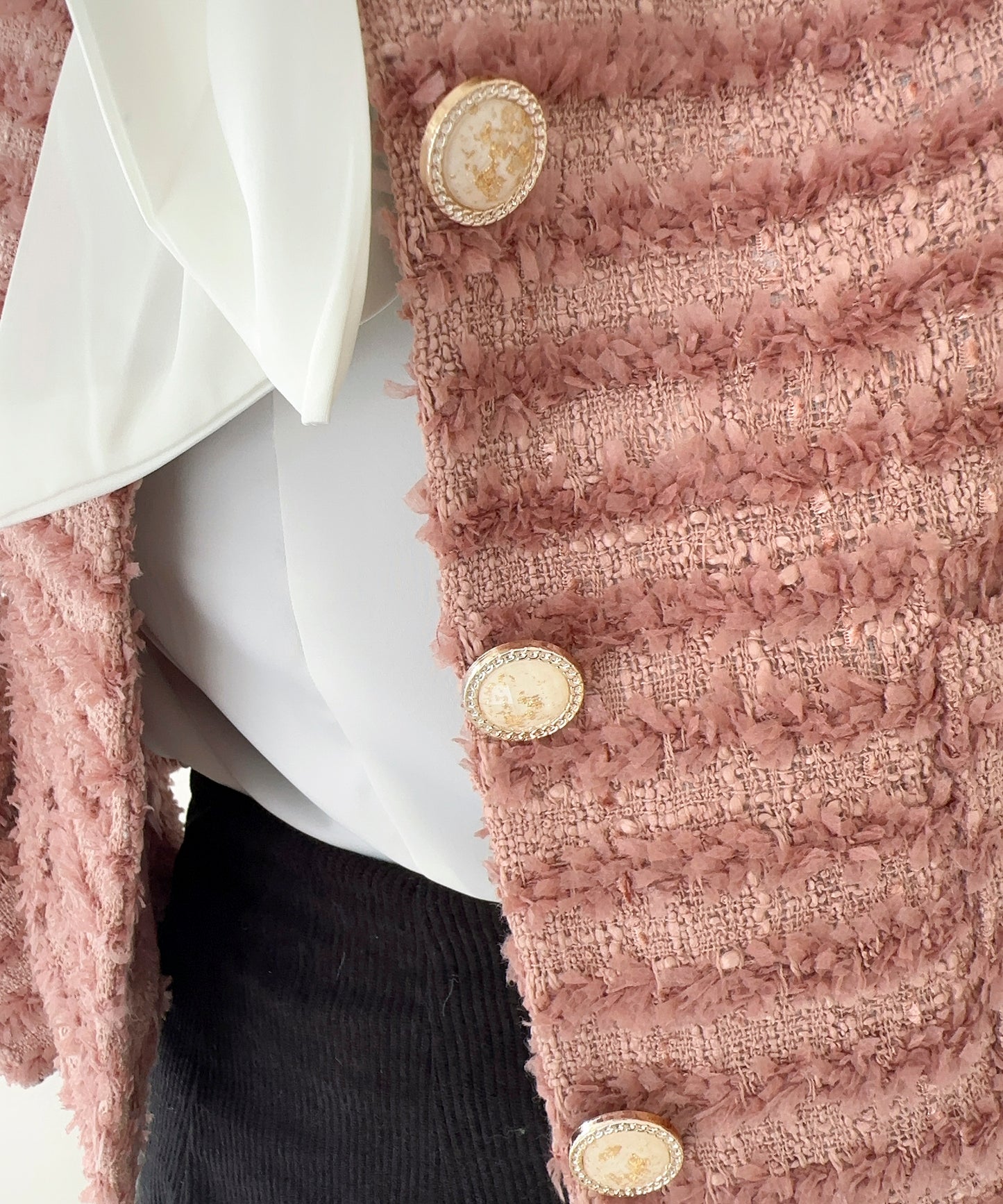 【Jasmine】フリンジノーカラージャケット