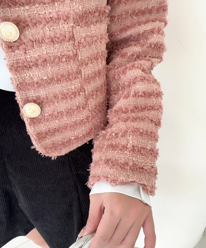 【Jasmine】フリンジノーカラージャケット